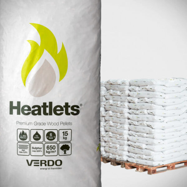 Heatlets Standard træpiller 6mm (900 kg / 60 x 15kg) 1000164